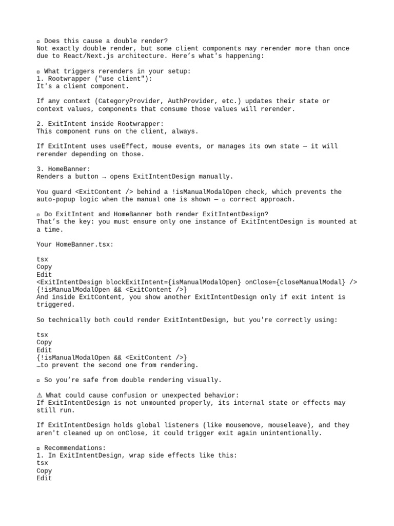 React Rerendering Explained: ExitIntent | PDF