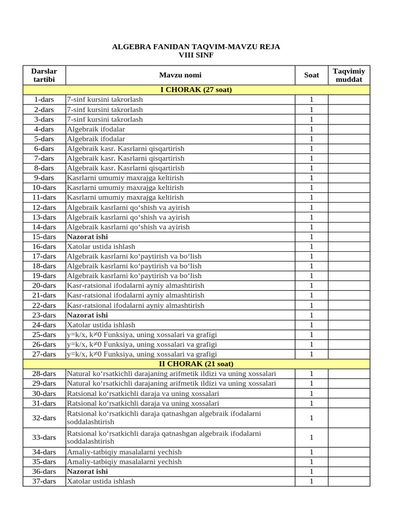 8 Sinf Algebra TMR Oddiy | PDF