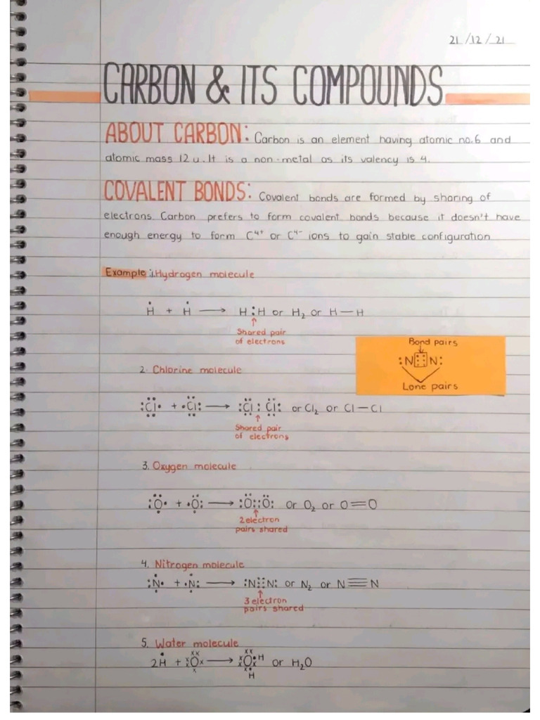 Ch-4 (Carbon and Its Compounds) | PDF