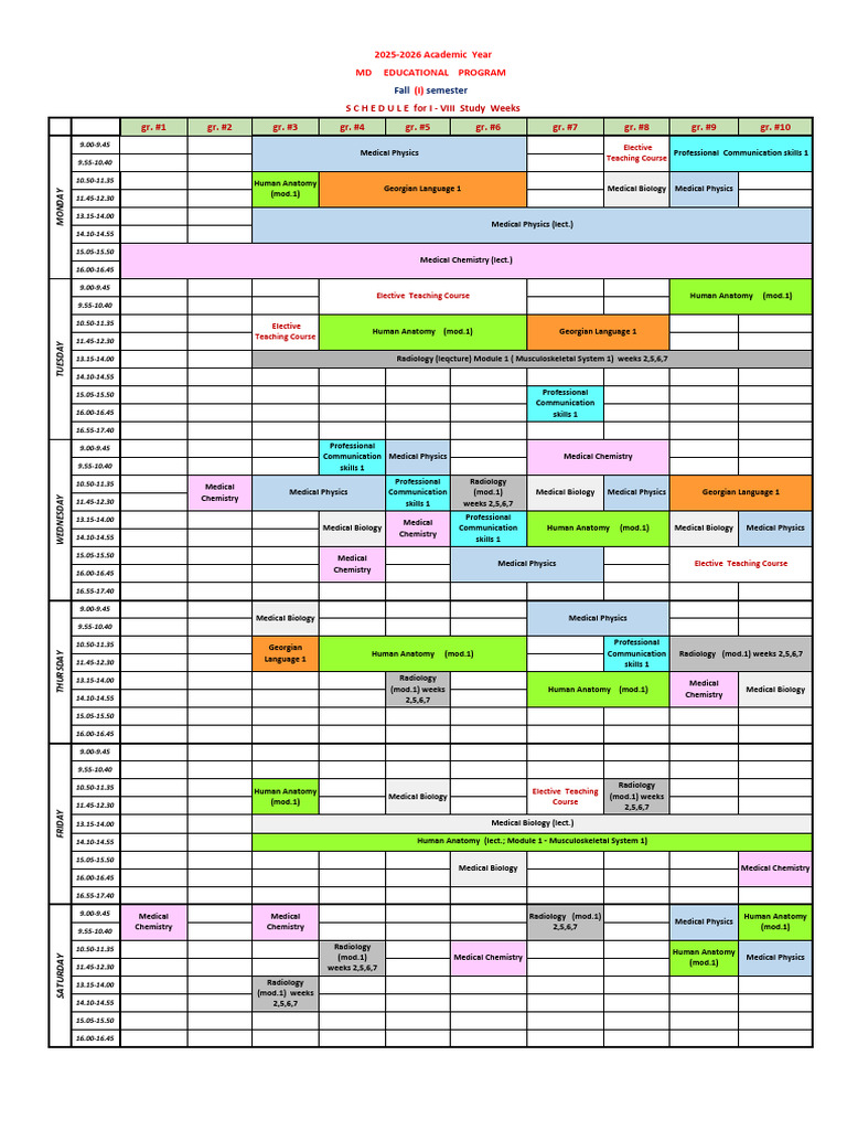 2025-2026 MD Program Schedule | PDF | Human Anatomy | Radiology