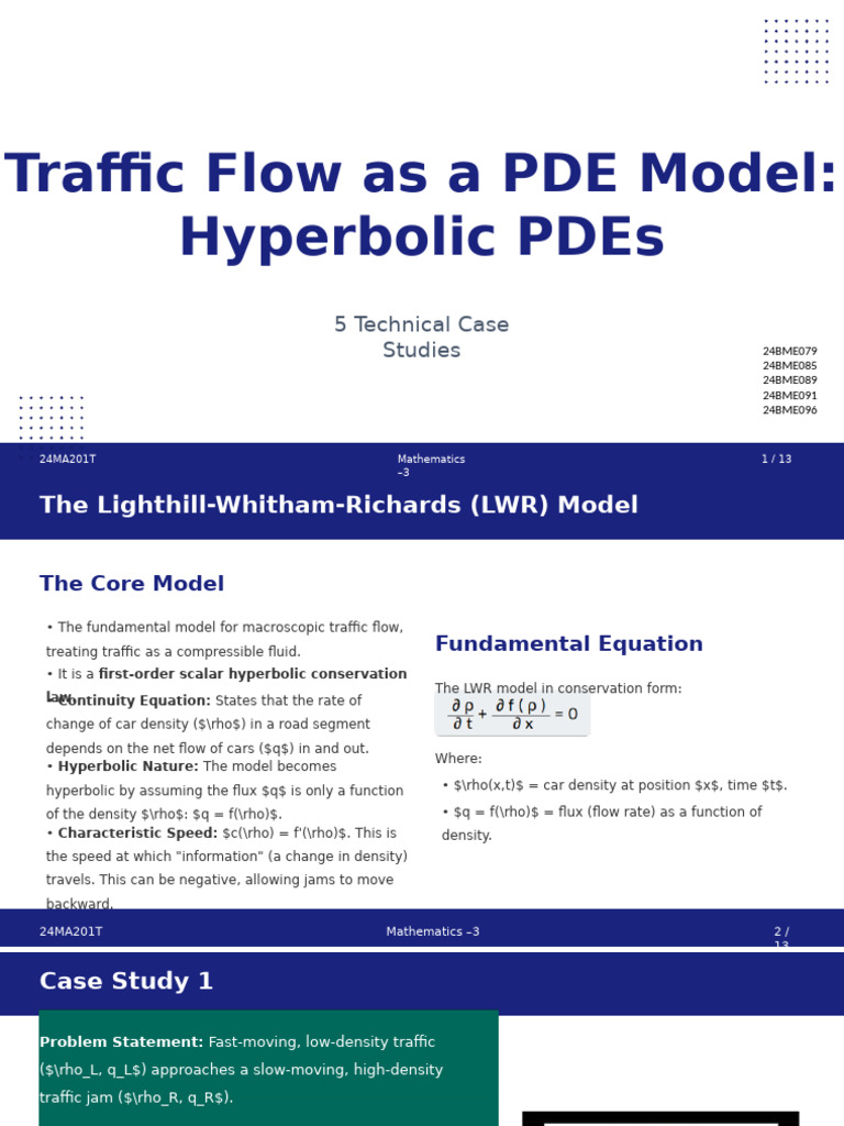 Traffic Flow Modeling with PDEs | PDF | Partial Differential Equation ...