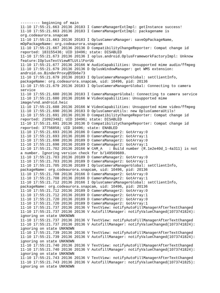 Camera Manager Log Analysis | PDF | Computing | Software