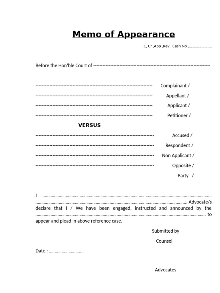 Memo of Appearance | PDF