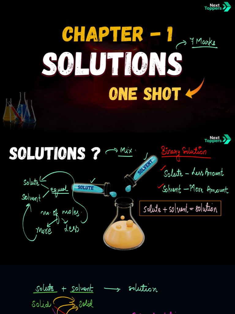 Solutions Class 12th One Shot | PDF
