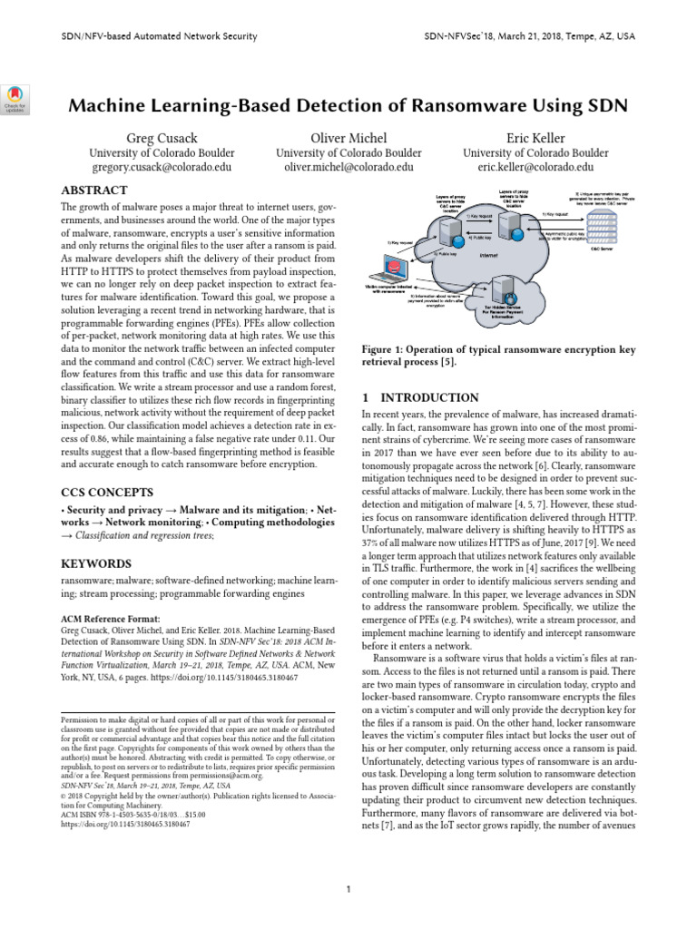 ML Based detection of Ransomware Using SDN | PDF | Receiver Operating ...