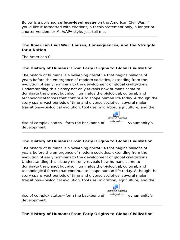 Human History: From Origins to Civilization | PDF | Homo | Human
