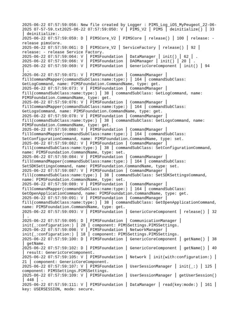PIMS Log Initialization and Commands | PDF | Computing | Software