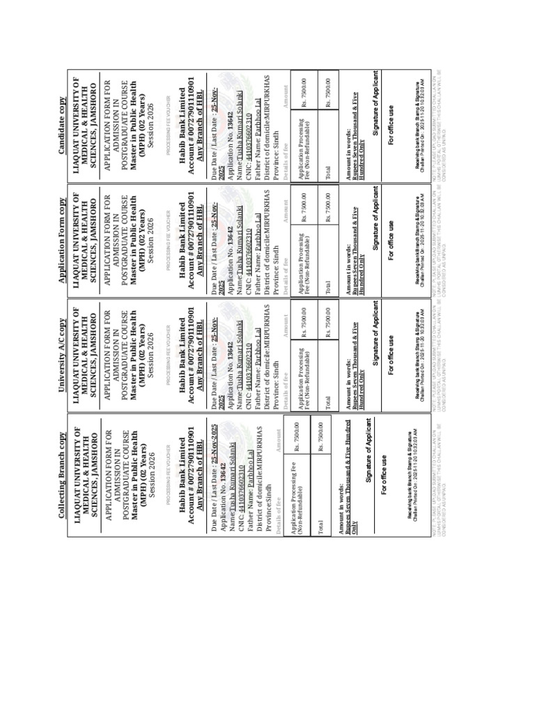 Admission - Lumhs.edu - PK PG App PG Print - PHP P 70 | PDF | Higher ...