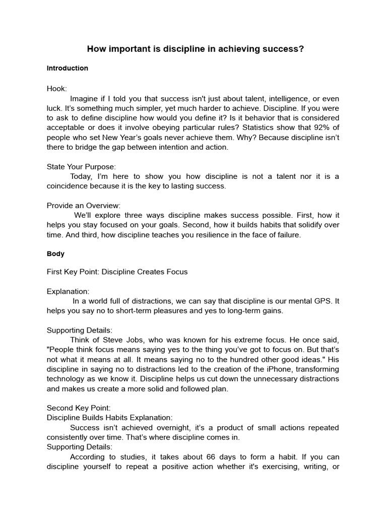 The Role of Discipline in Success | PDF | Disciplines | Cognition