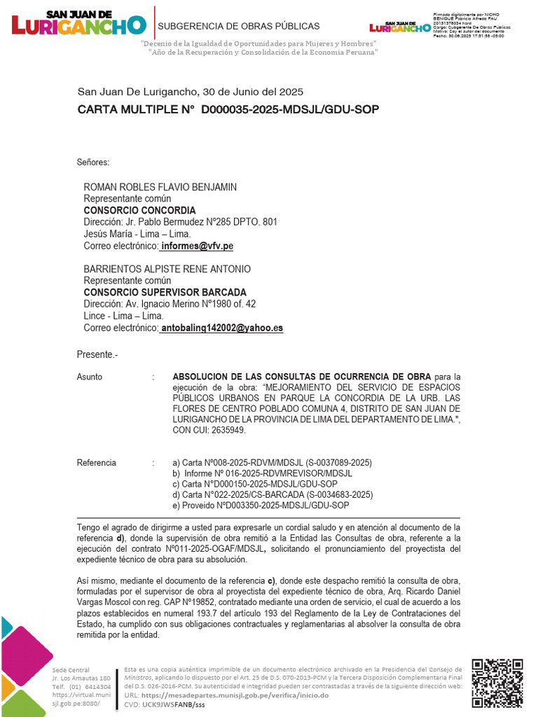Carta Multiple-000035-2025-Gdu-Sop | PDF