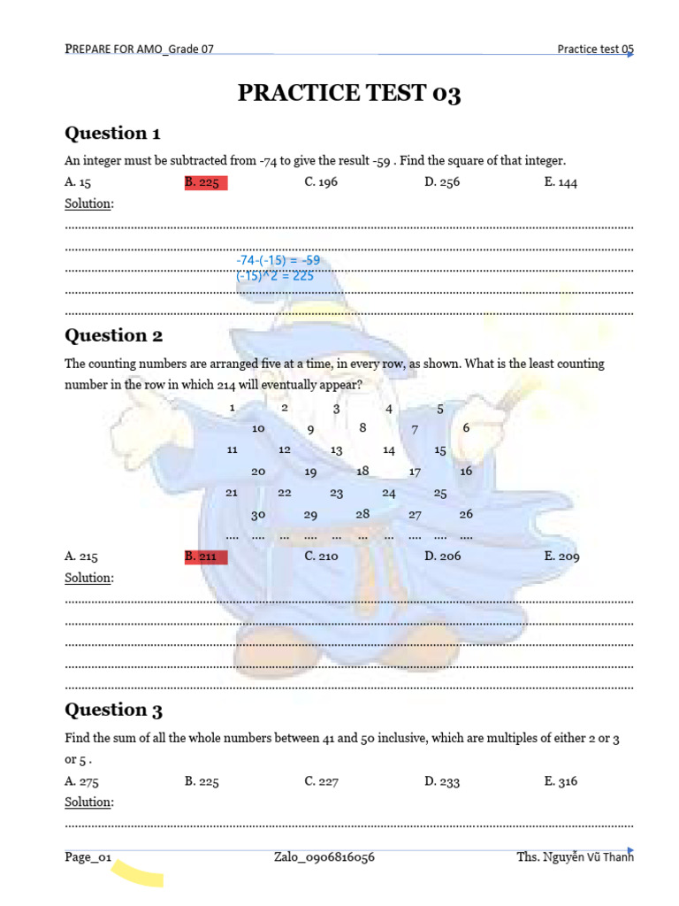 B. Practice Test 03 | PDF | Number Theory | Numbers
