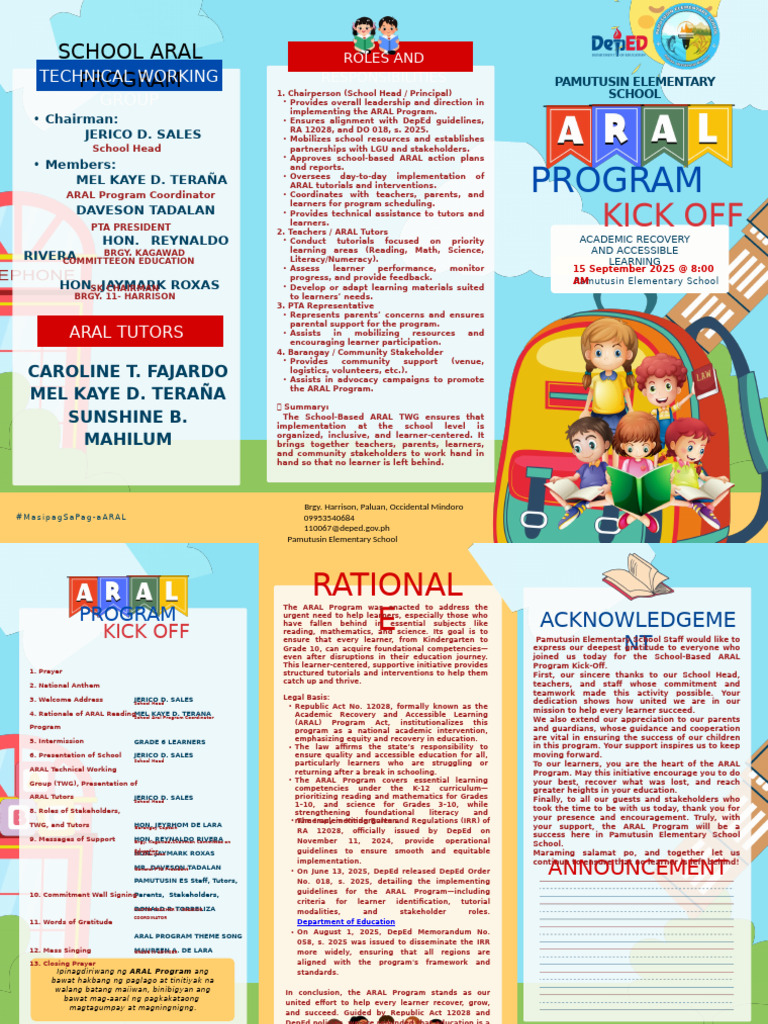 Pamutusin Elementary ARAL Program Launch | PDF | Learning