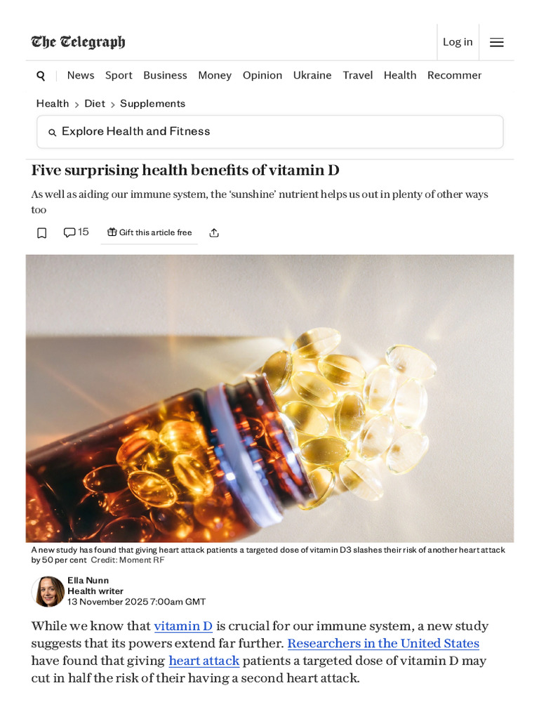 Five Surprising Health Benefits of Vitamin D | PDF | Vitamin D | Vitamin