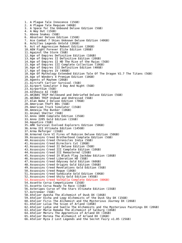 Comprehensive Game Titles List | PDF | Video Game Franchises | Video Games
