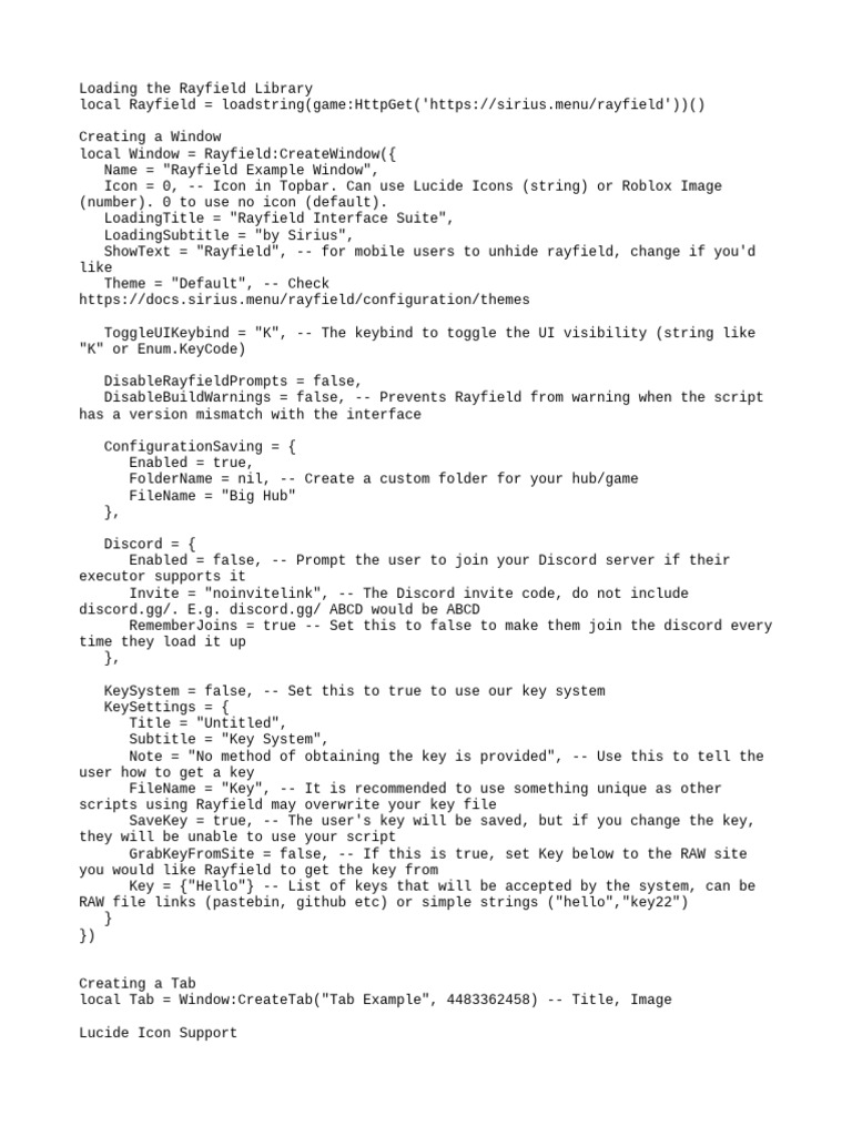 Rayfield Library UI Setup Guide | PDF | Function (Mathematics) | Button ...