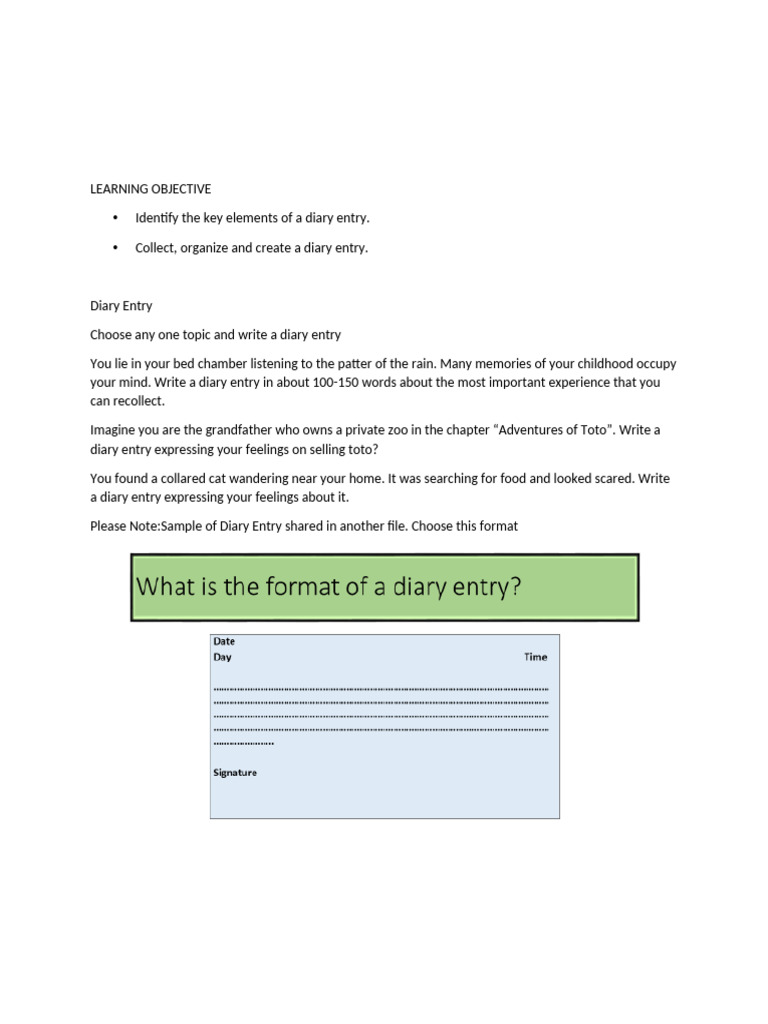 Diary Entry To Be Shared With Students 1719048264 | PDF