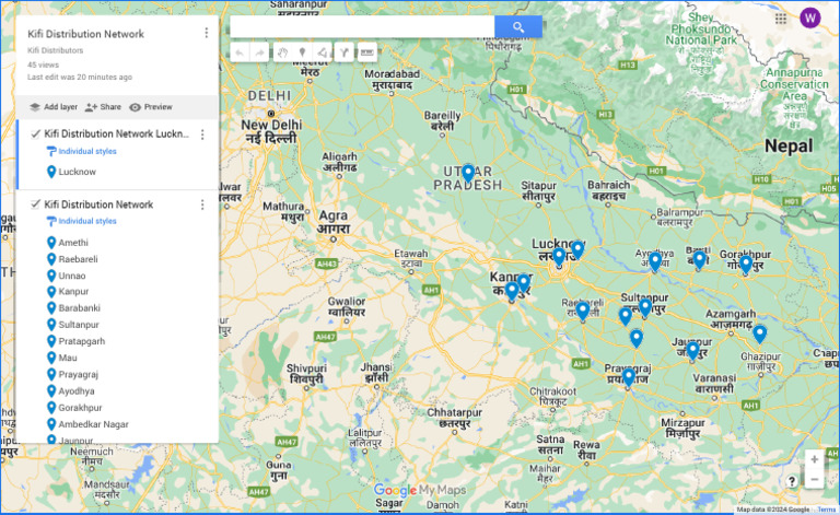 Kifi Distribution Network - Google My Maps | PDF