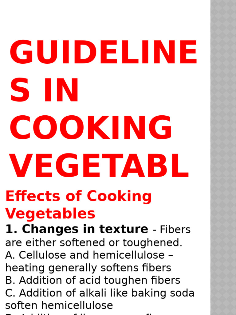 Cooking Vegetables: Effects & Guidelines | PDF | Cooking | Vegetables