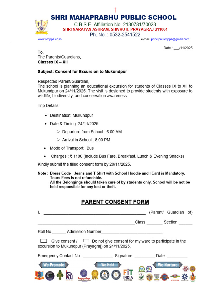 Consent Form Classes 9 To 12 | PDF