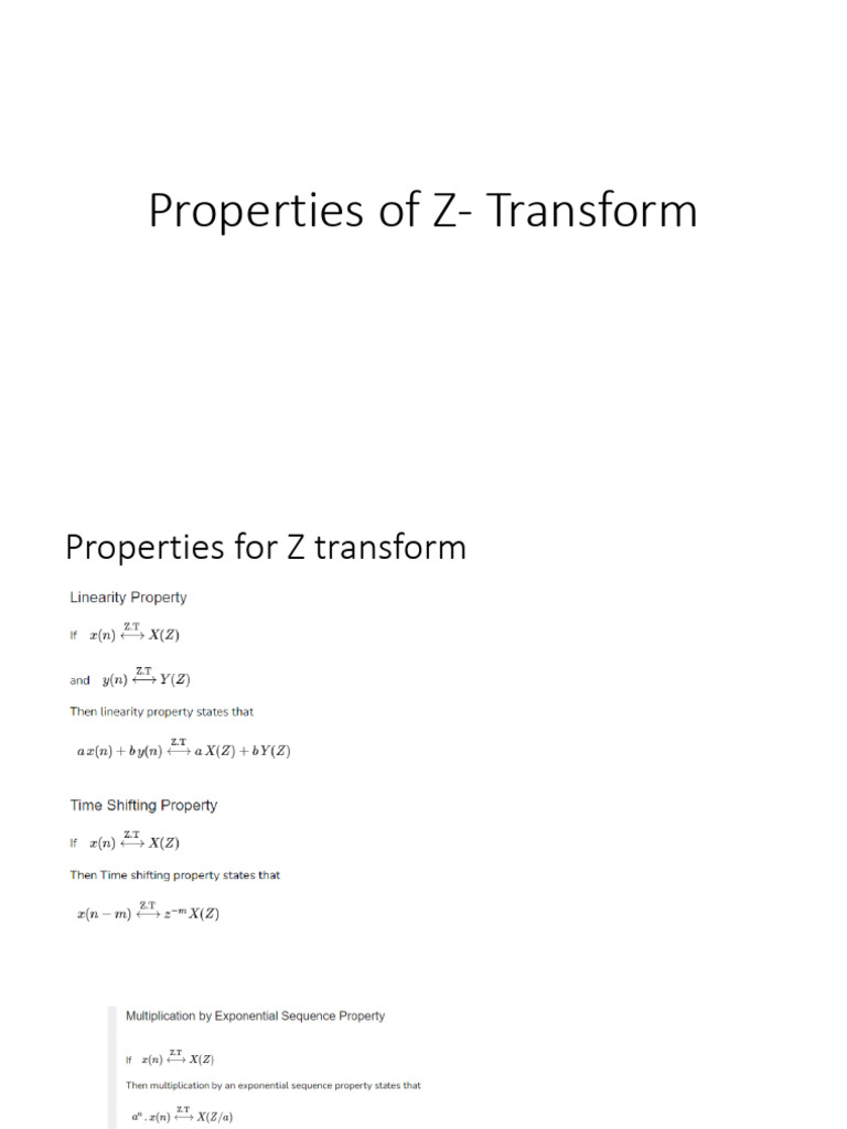 Properties of Z - Transform | PDF
