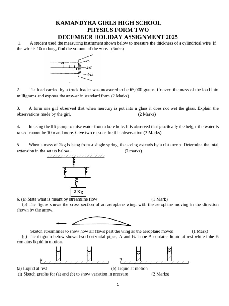 Physics f2 Qs (2) Term 3 2025 | PDF | Pressure | Force