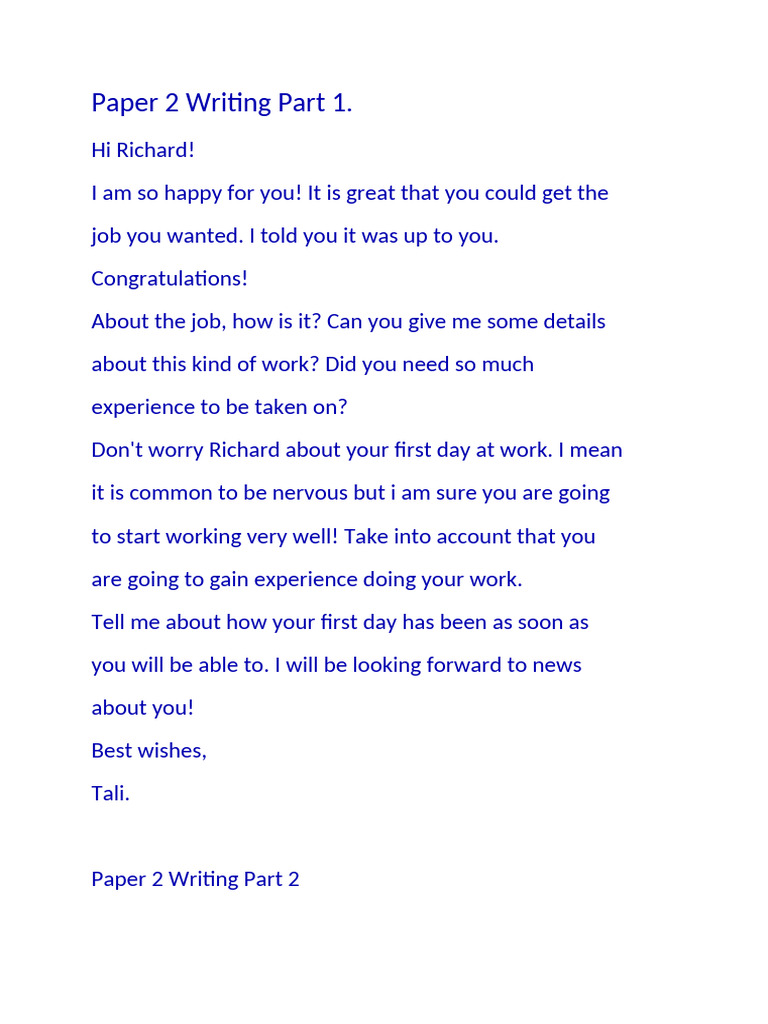 Paper 2 Writing Part 1 | PDF