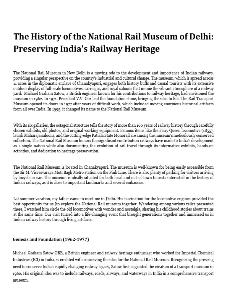 National Rail Museum Delhi History | PDF | Rail Transport