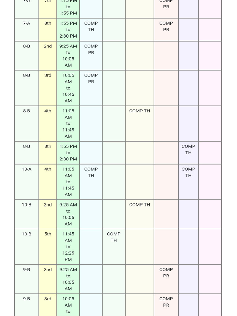 Timetable | PDF