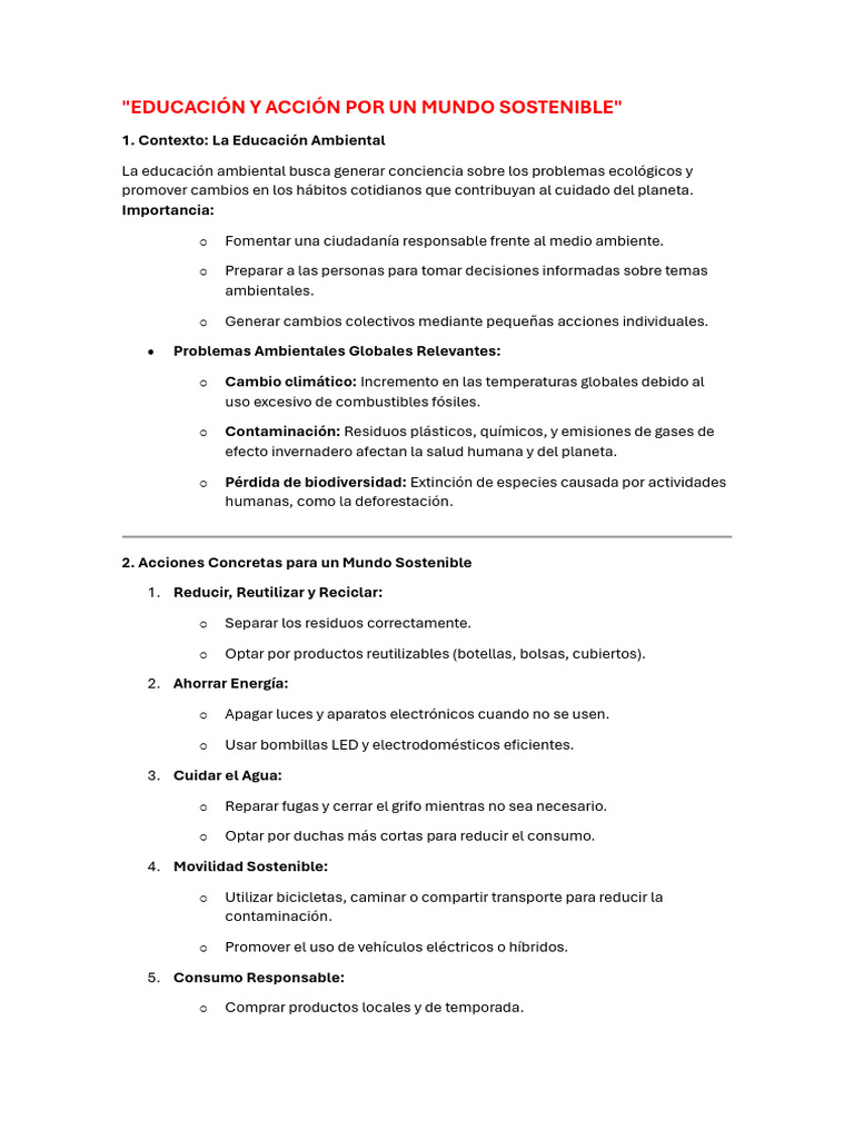 Educación Ambiental para un Futuro Sostenible | PDF | Residuos ...