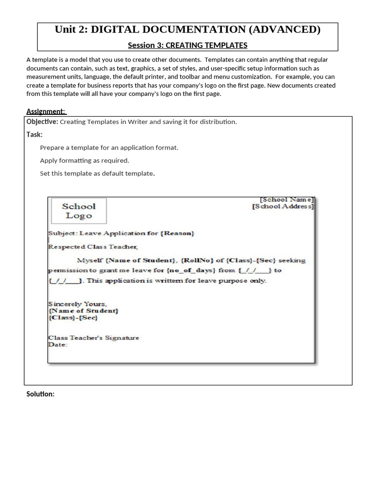 Creating Document Templates in Writer | PDF