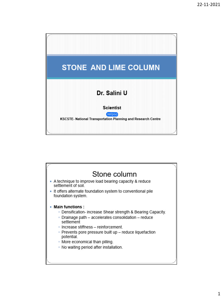 Stone Column Installation Techniques | PDF | Civil Engineering