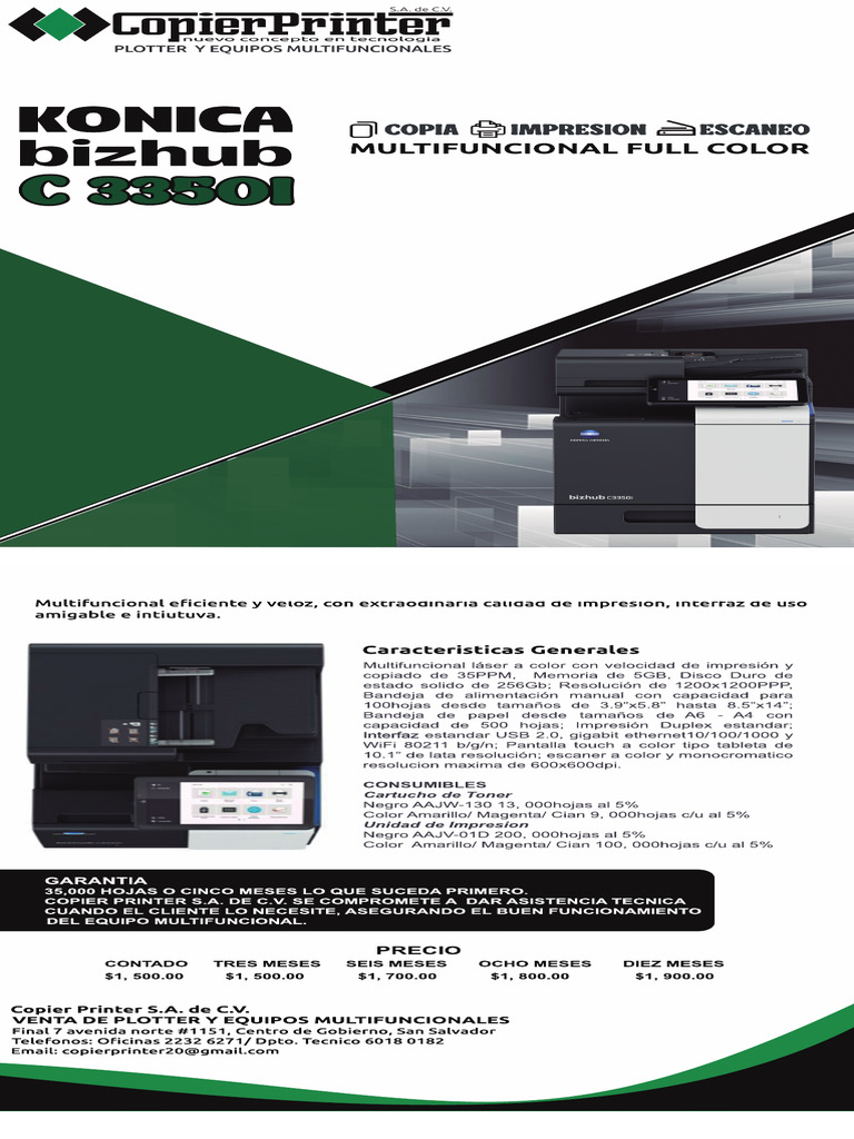 Multifuncional Konica C 3350i a Color | PDF