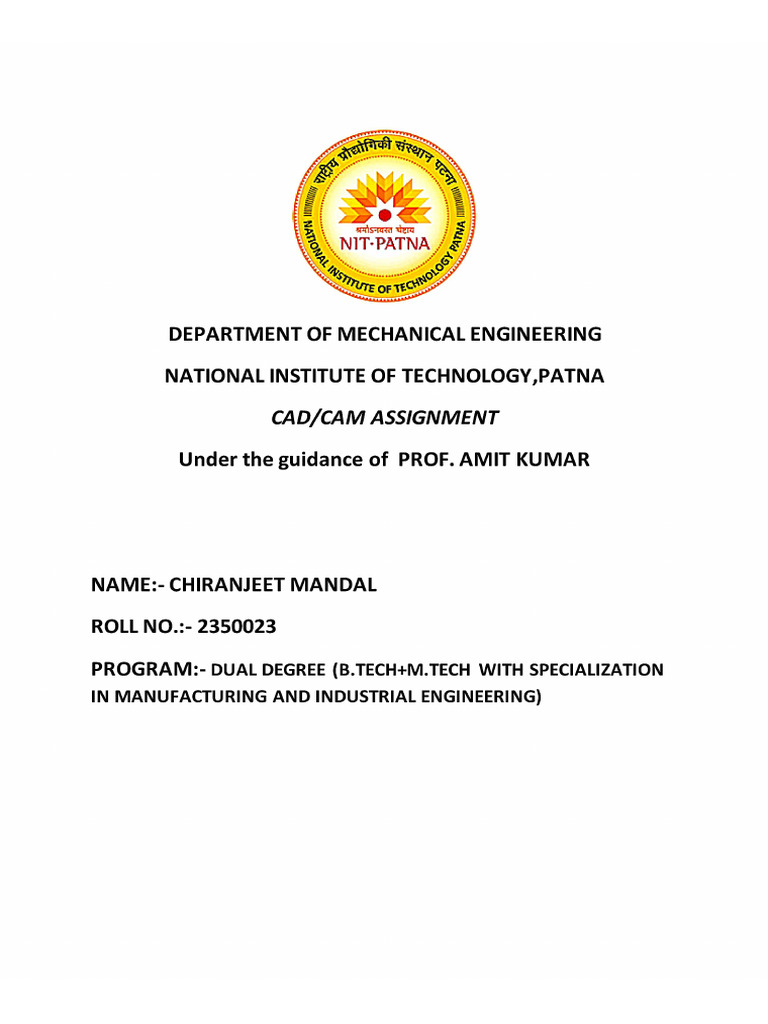 Updated Cad Cam Assignment | PDF