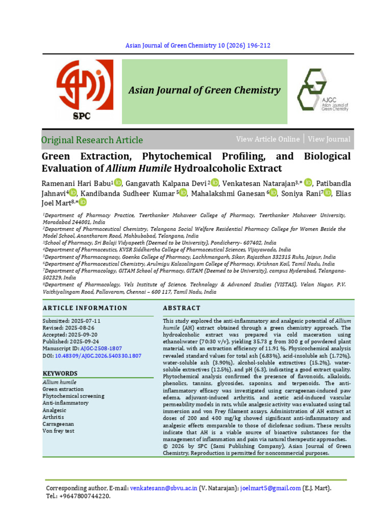 Anti-Inflammatory Effects of Allium Humile Extract | PDF | Injection ...