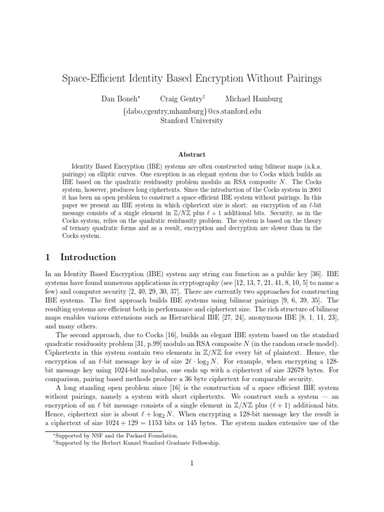 Efficient Identity-Based Encryption System | PDF | Encryption | Prime ...