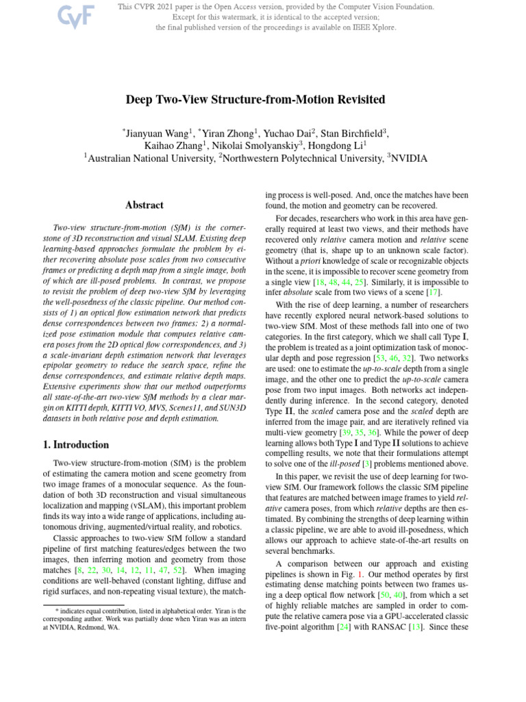 Wang Deep Two-View Structure-From-Motion Revisited CVPR 2021 Paper ...