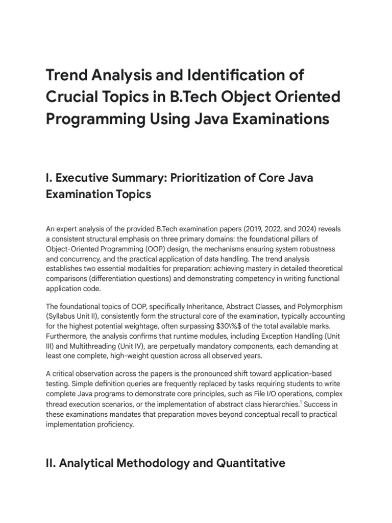 B.Tech Java OOP Exam Topic Trends | PDF | Method (Computer Programming ...