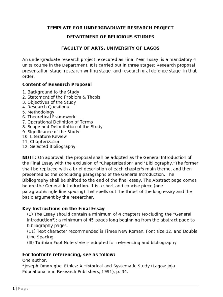 Undergraduate Research Project Template | PDF | Essays