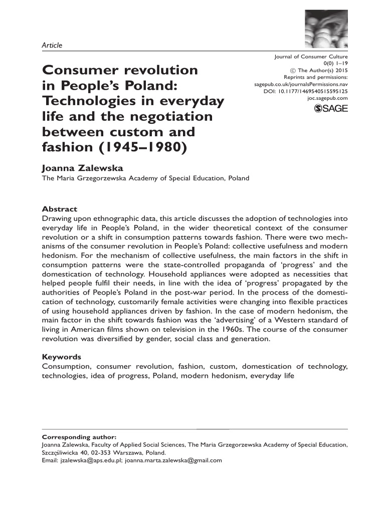 ZALEWSKA - 2015 - Consumer Revolution in People's Poland - Technologies ...