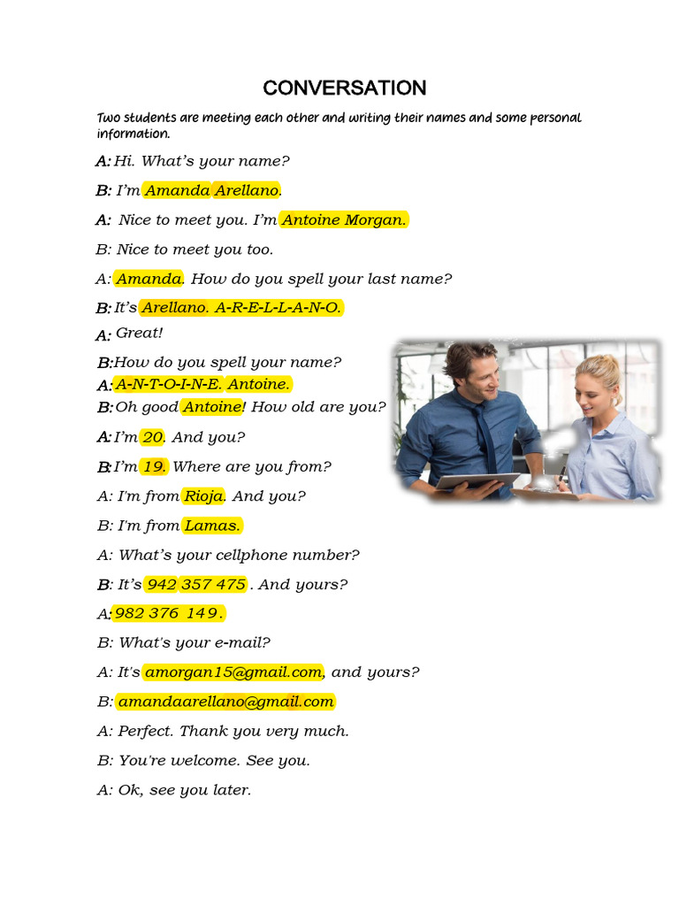 Student Introduction Conversation | PDF