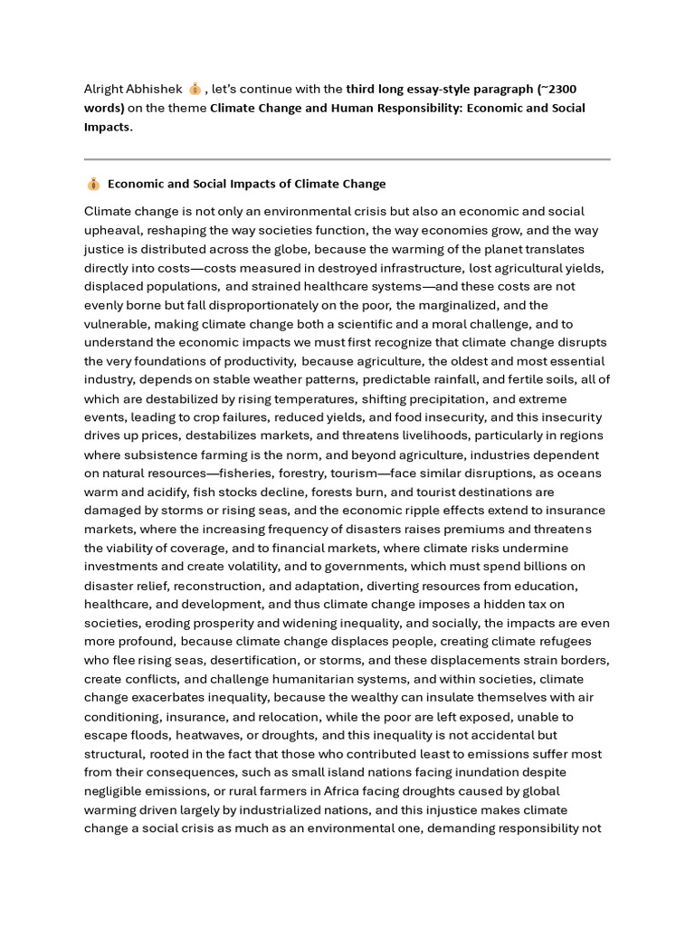 Economic and Social Impacts of Climate Change | PDF | Climate Change ...