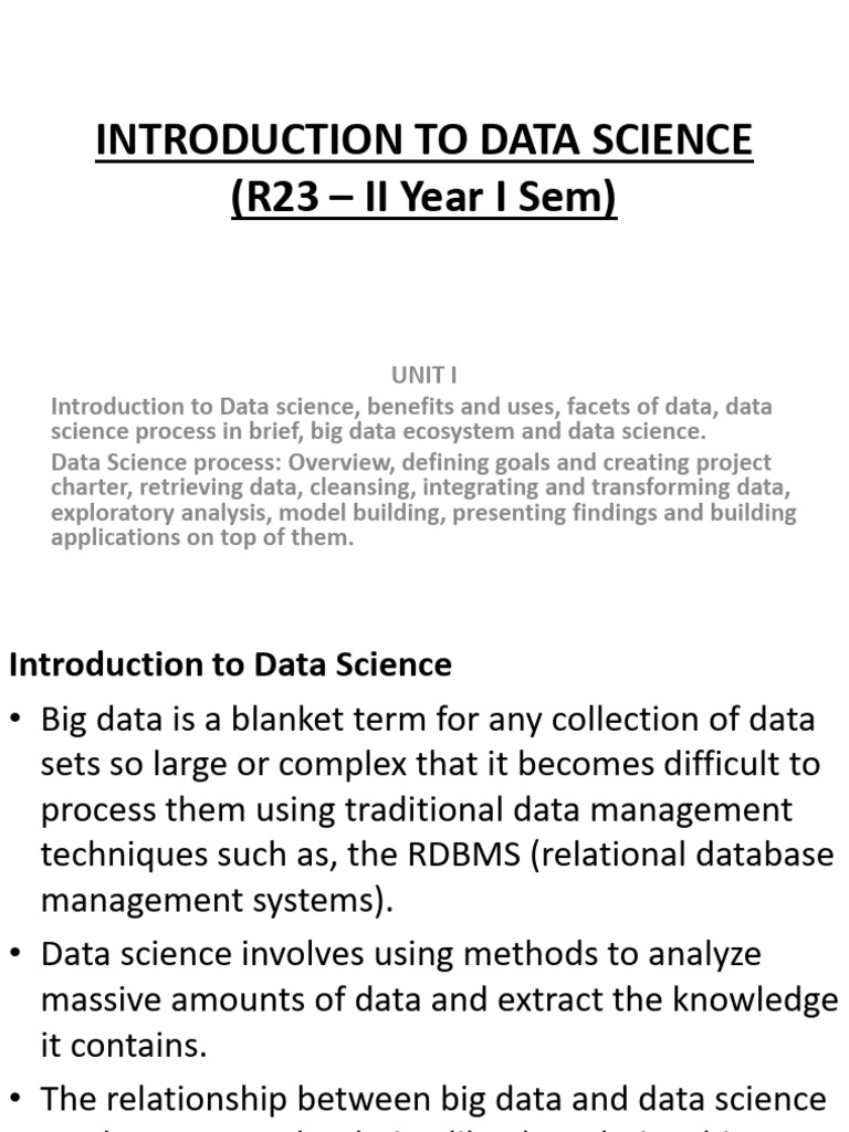 R23 IDS Unit1 PPT 1 | PDF | File System | Data