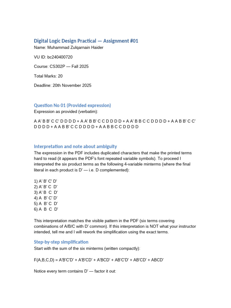 Assignment CS302P Muhammad Zulqarnain Haider | PDF | Mathematics ...