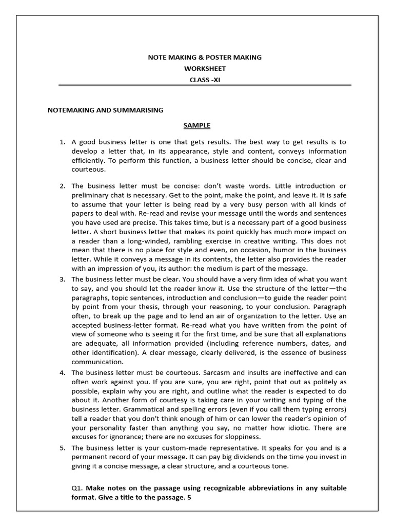 Note Making & Poster Making WS - G11 | PDF | Virus | Common Cold