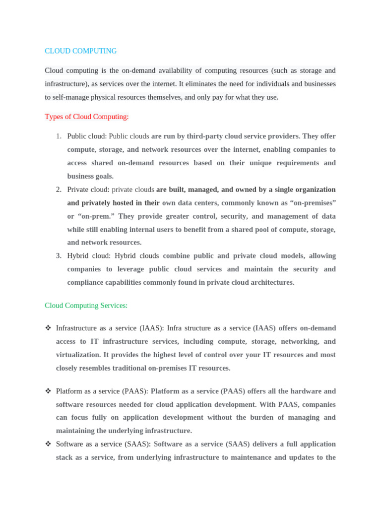 Understanding Cloud Computing Models | PDF | Cloud Computing | Software ...