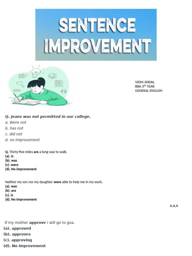 Sentence Improvement | PDF