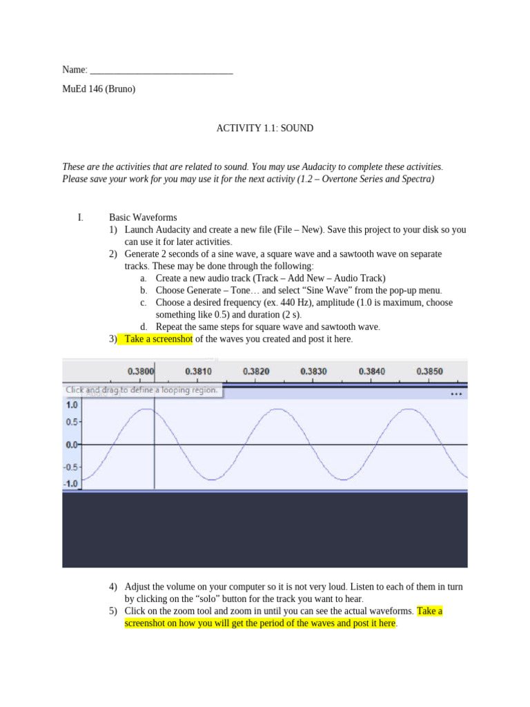 Sound Waveform Activities in Audacity | PDF | Sound | Amplitude