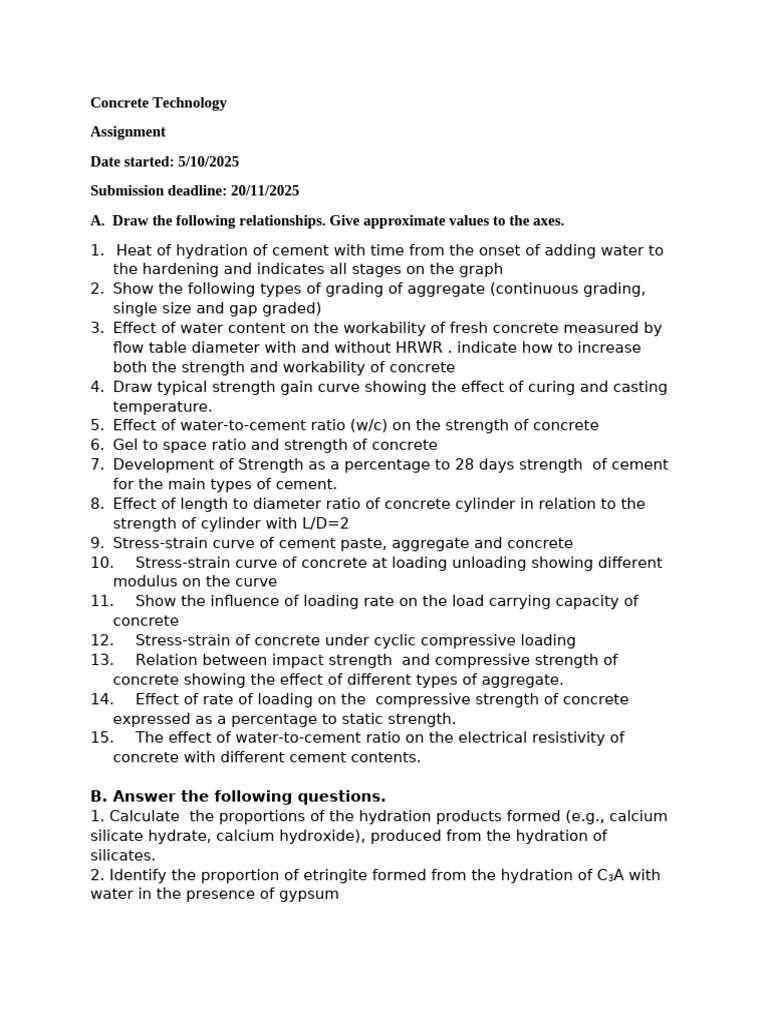 Concrete Technology Assignment Overview | PDF | Concrete | Strength Of ...