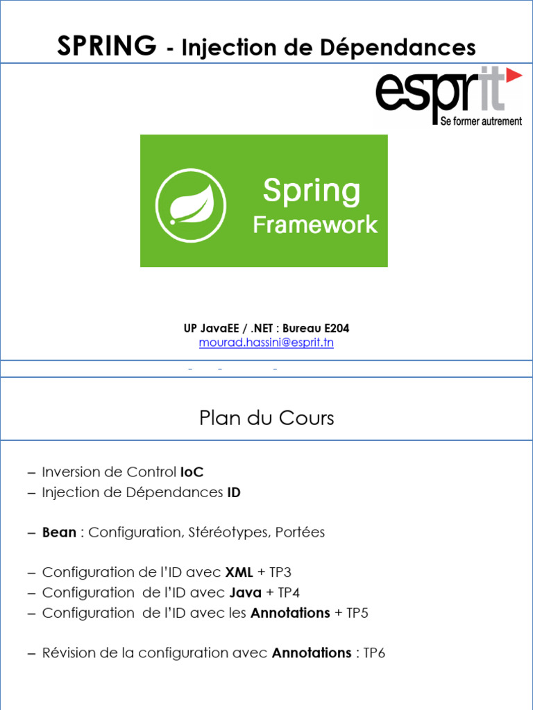 Introduction à l'Injection de Dépendances Spring | PDF | Java (Langage ...