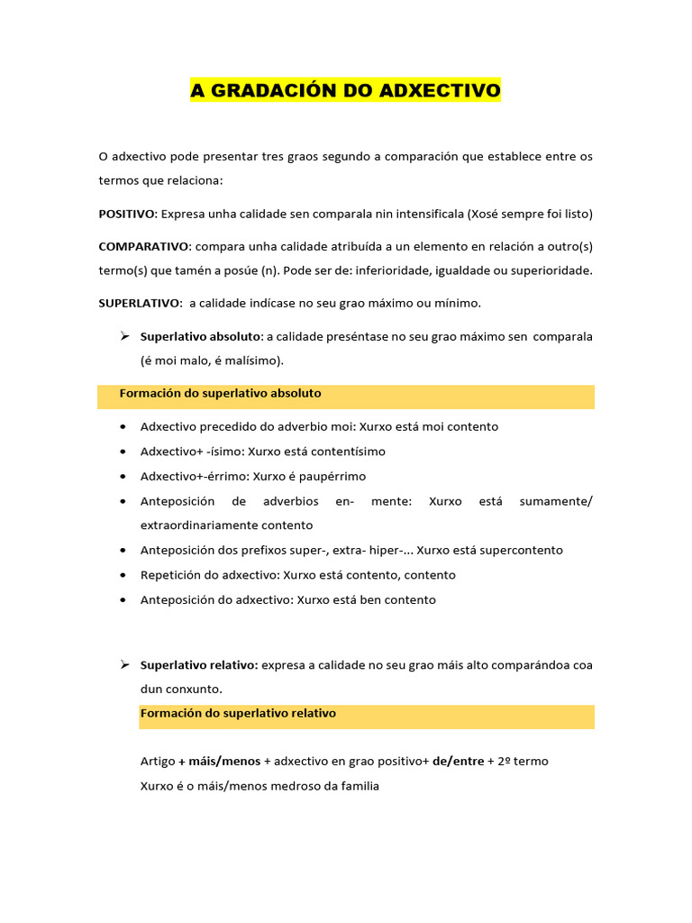 Gradación Do Adxectivo | PDF
